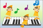 鍵盤を弾く子供たちのイラスト