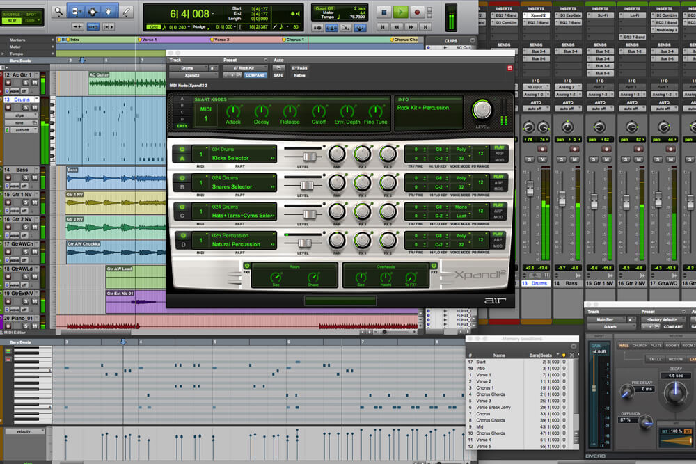 Pro Tools 編集・midi・ミックス画面