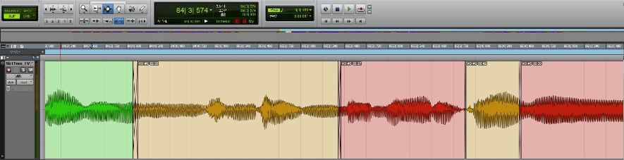 Pro Tools_ボーカル波形クロスフェード
