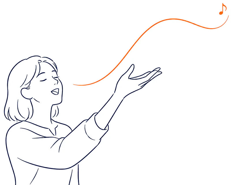 メロディの動きを手で空中に描くイメージ